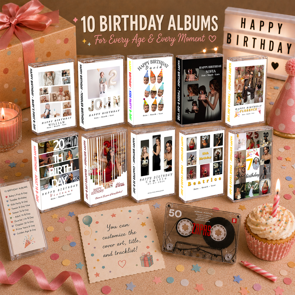 Happy Birthday Collection – Handcrafted Milestone Birthday Audio Cassette Tapes