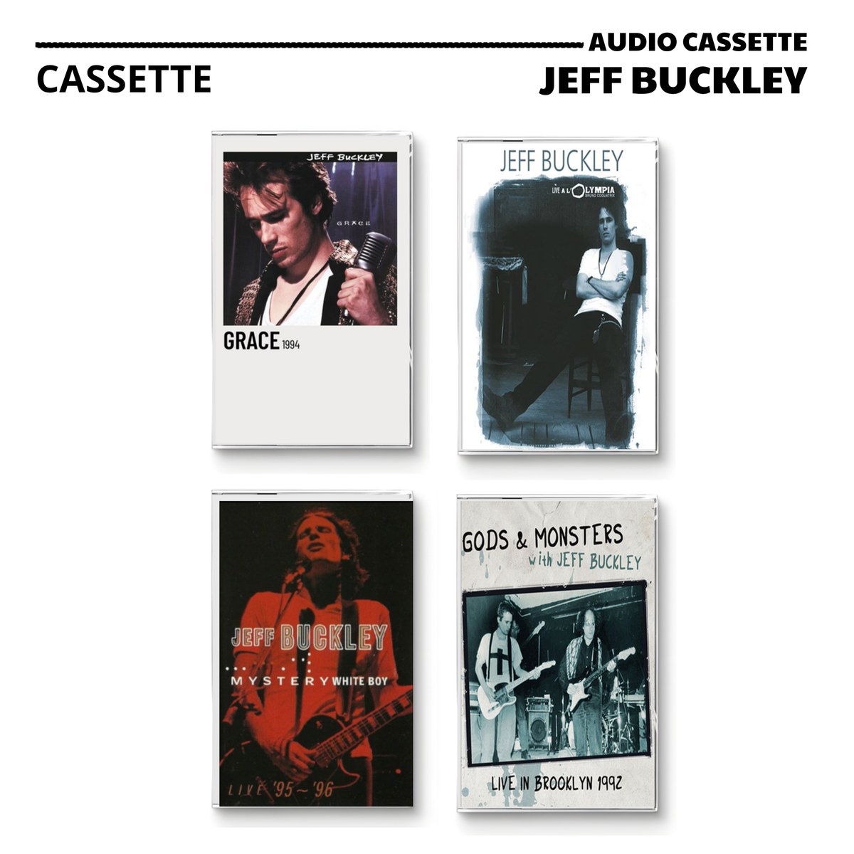 Jeff Buckley Vintage Cassette | Grace, Live à L'Olympia, Mystery White Boy & Gods & Monsters