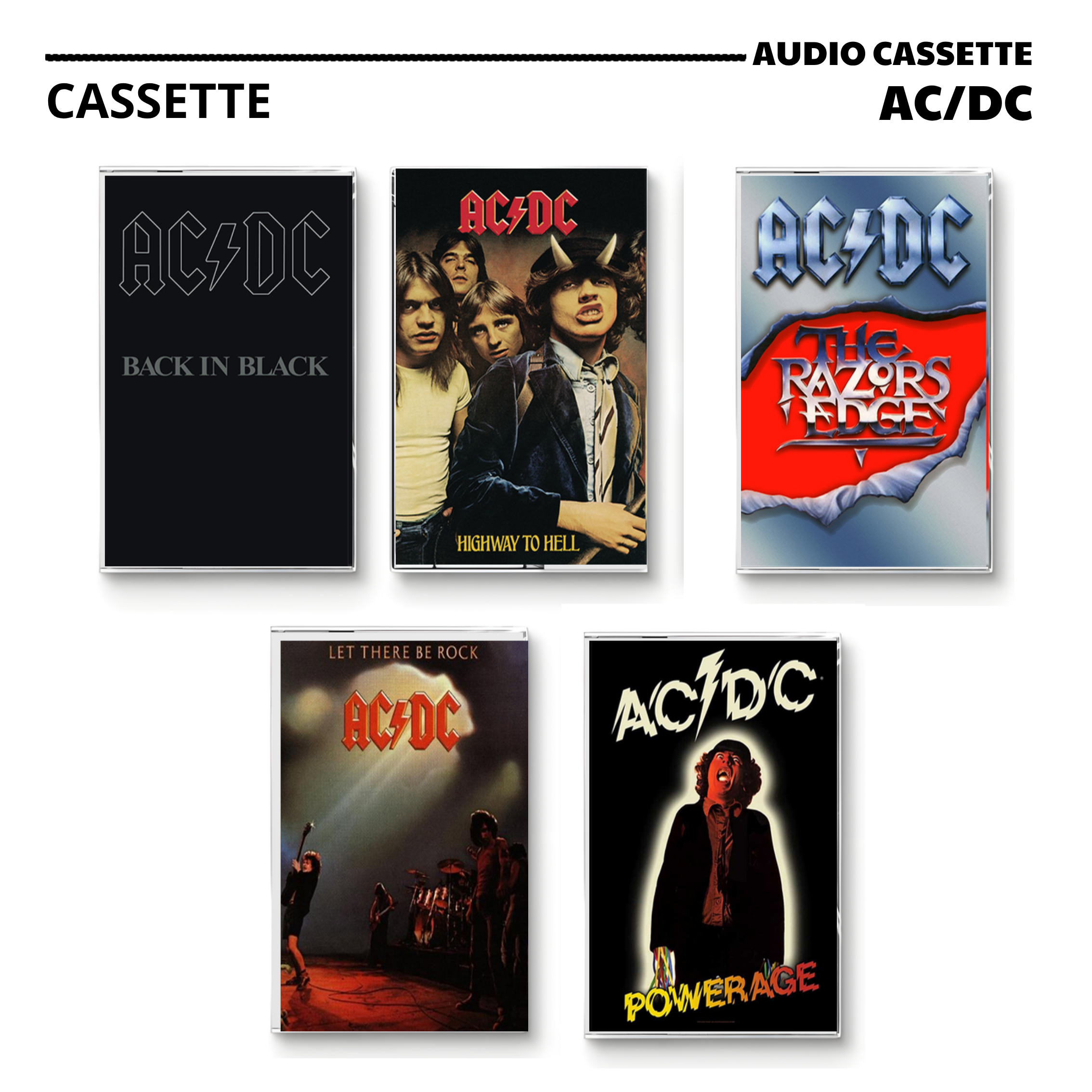 AC/DC Hard Rock Vintage Cassettes | Ultimate Classic Album Set