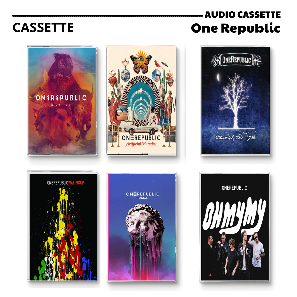 One Republic Vintage Cassette | Native, Artificial Paradise, Dreaming Out Loud, Waking Up, Human & Oh My My