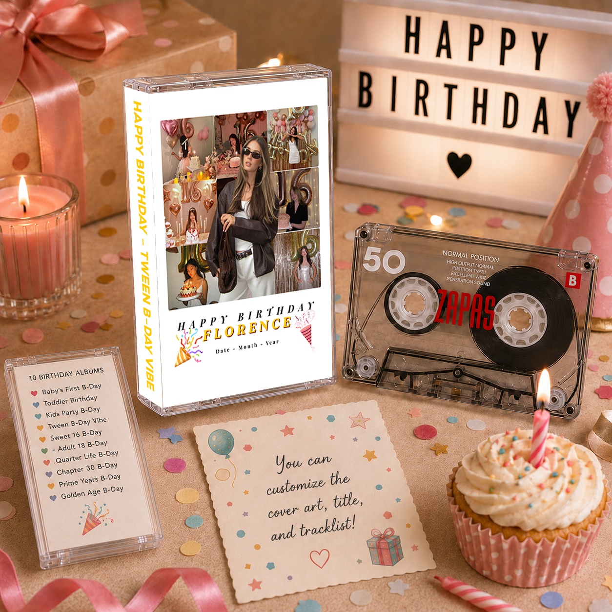 Happy Birthday Collection – Handcrafted Milestone Birthday Audio Cassette Tapes