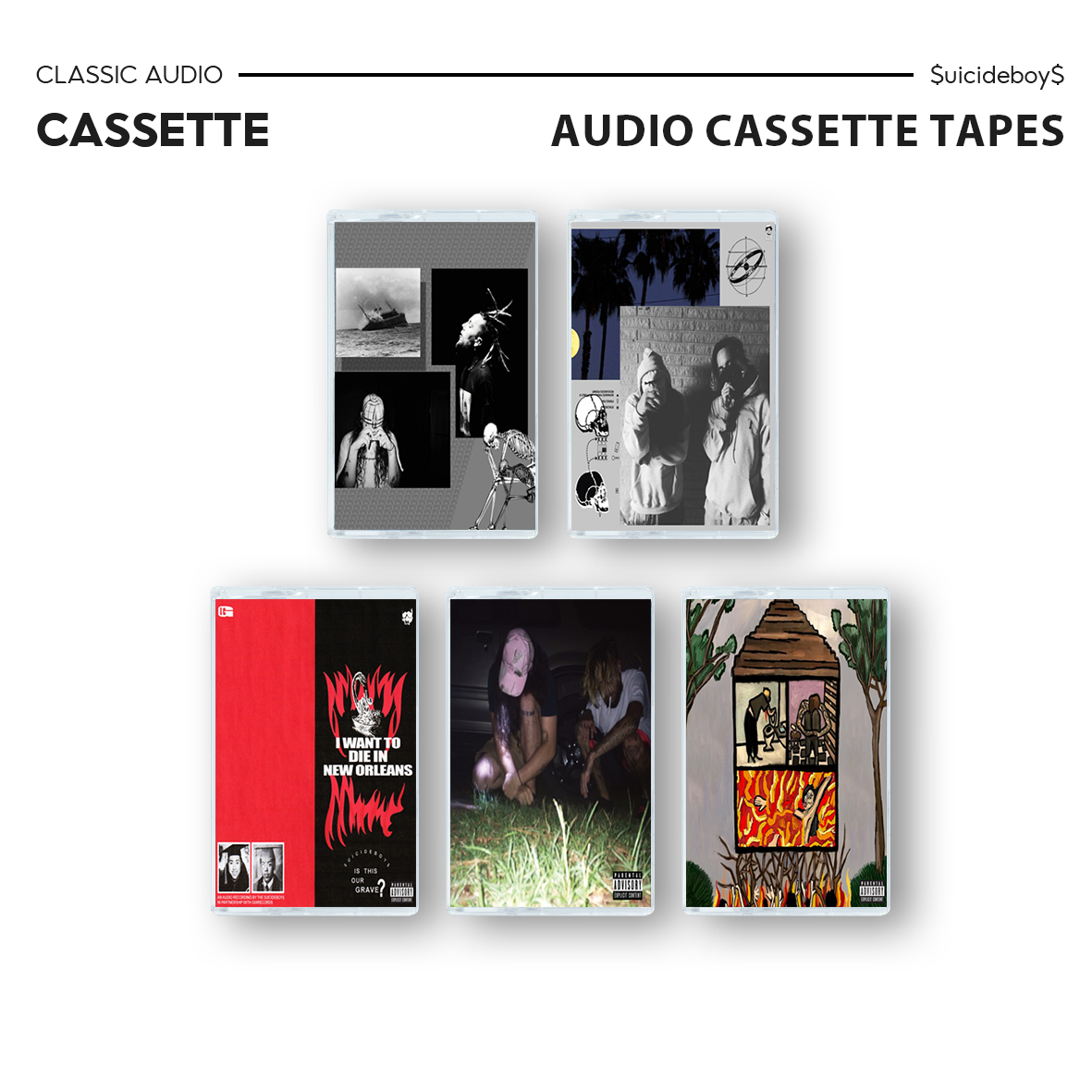 $uicideboy$ Cassette Tape Collection – Eternal Grey, I Want To Die In New Orleans & More | Underground Rap Bundle