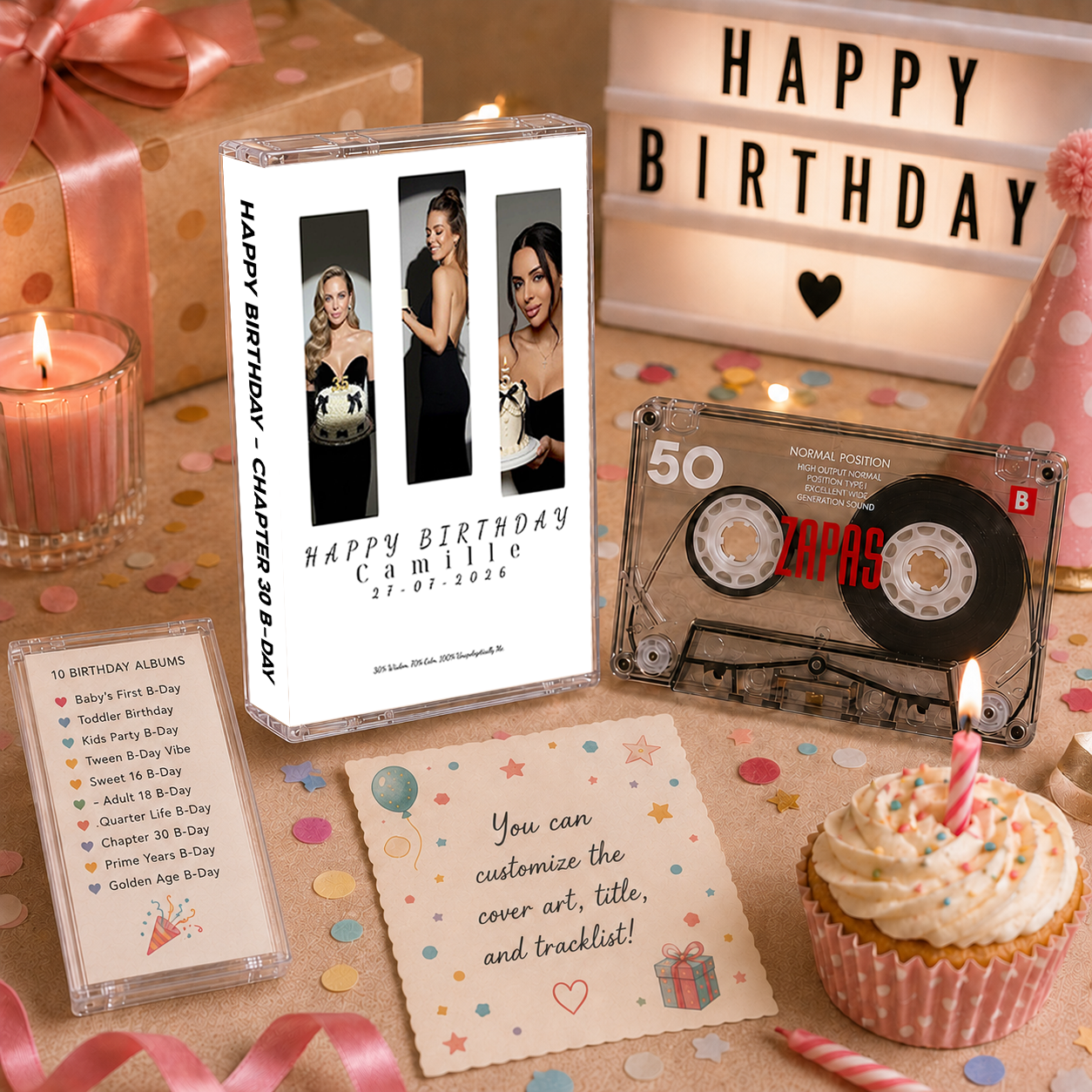 Happy Birthday Collection – Handcrafted Milestone Birthday Audio Cassette Tapes