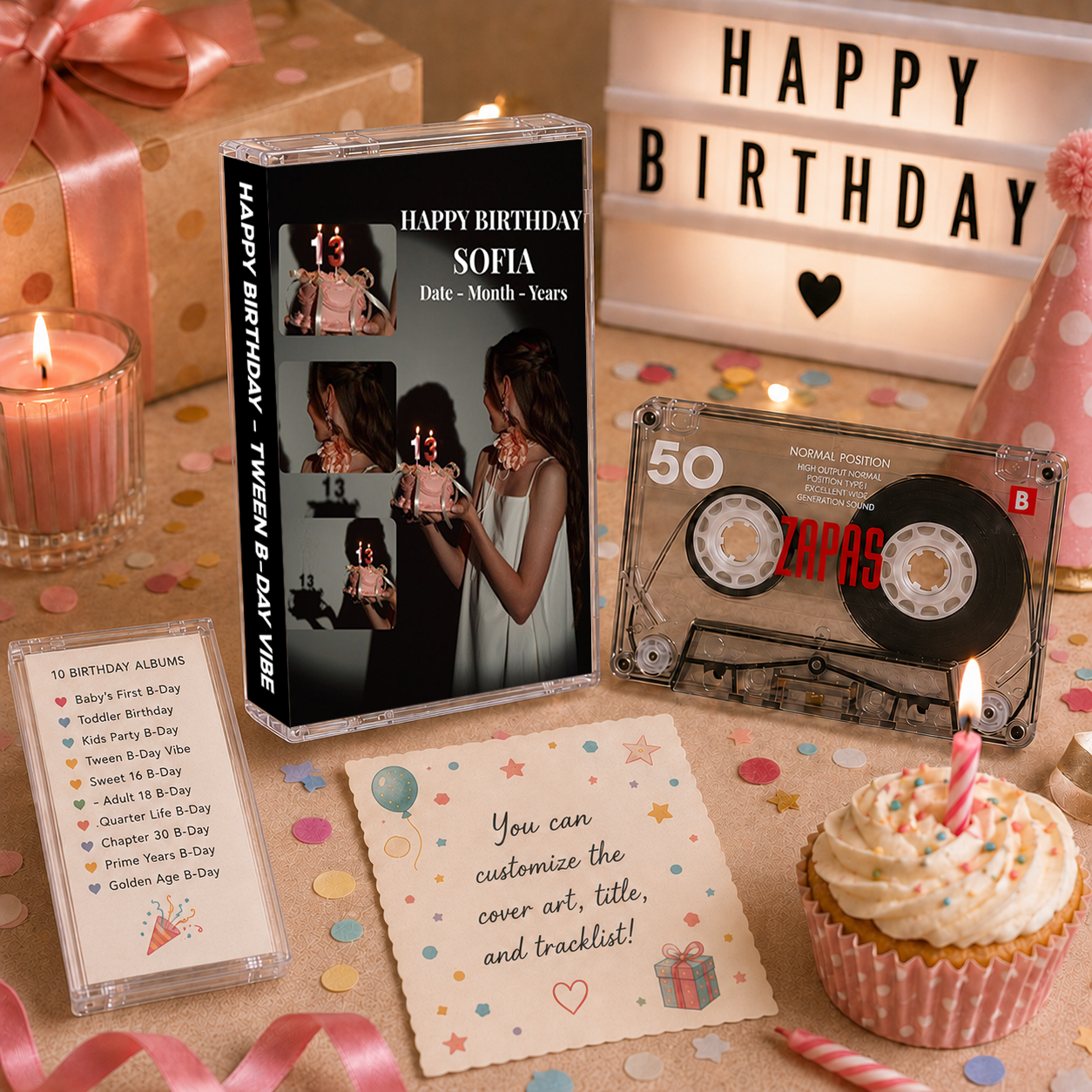 Happy Birthday Collection – Handcrafted Milestone Birthday Audio Cassette Tapes