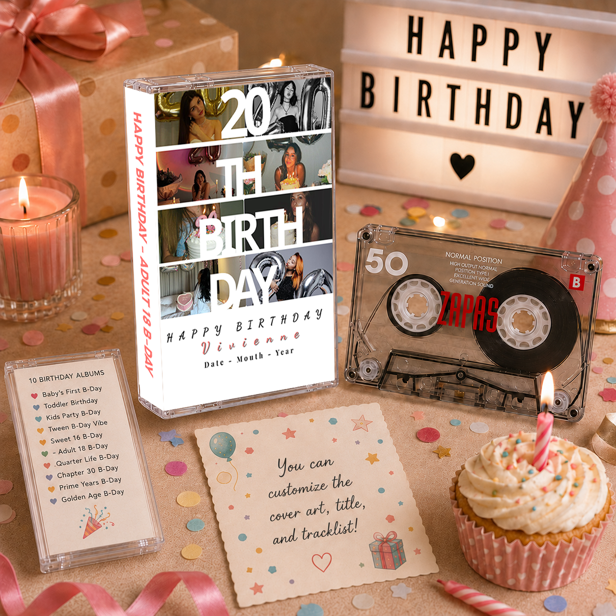 Happy Birthday Collection – Handcrafted Milestone Birthday Audio Cassette Tapes