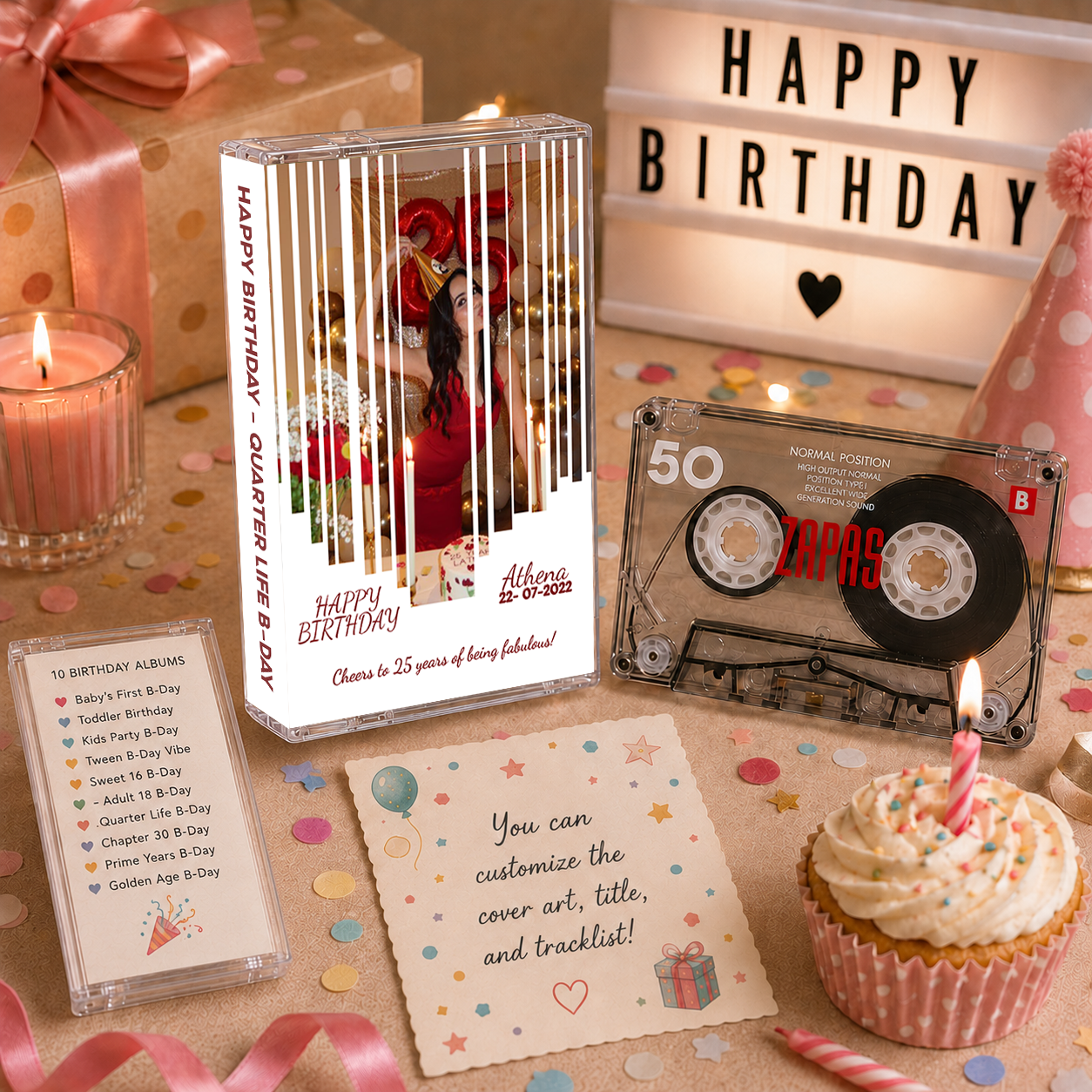 Happy Birthday Collection – Handcrafted Milestone Birthday Audio Cassette Tapes