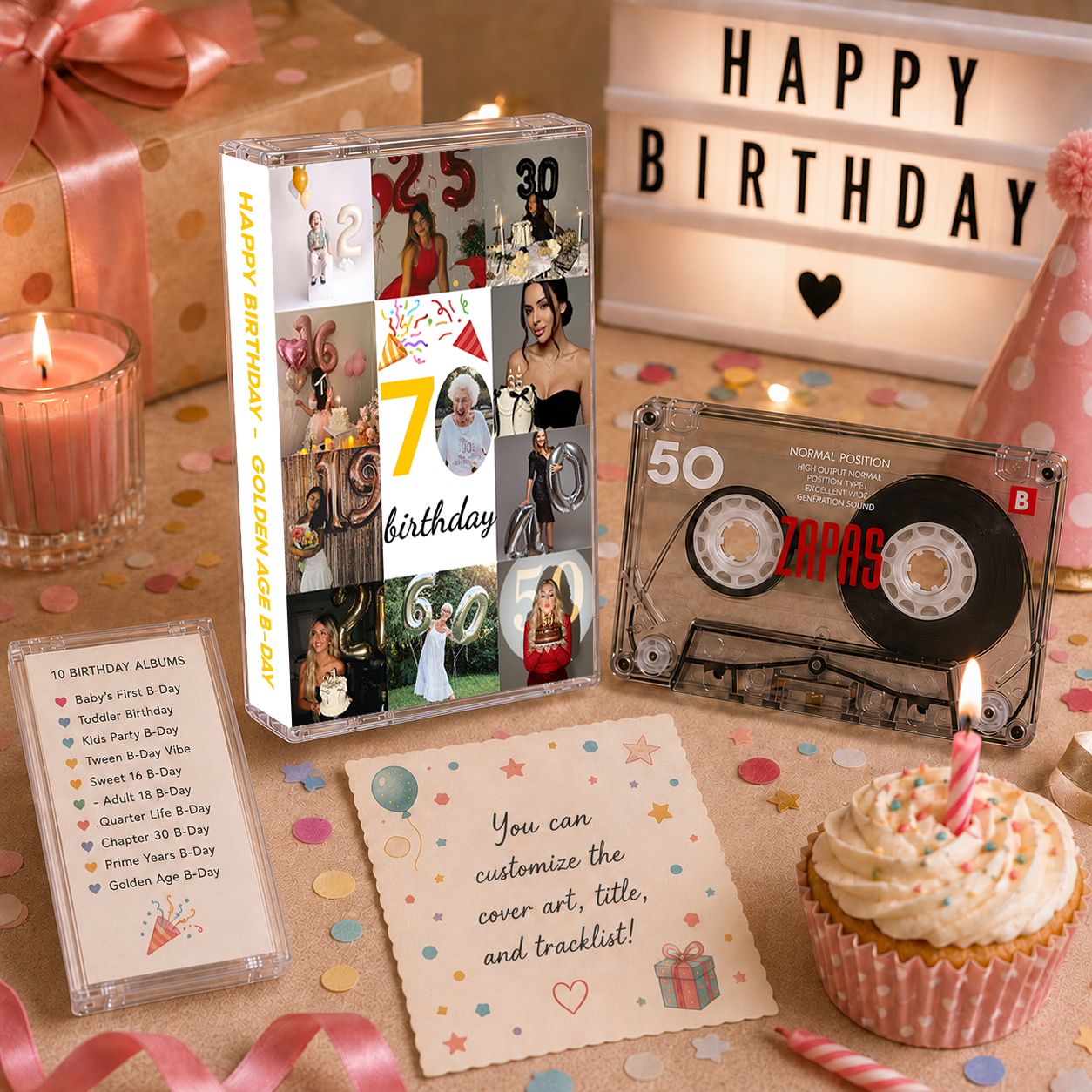Happy Birthday Collection – Handcrafted Milestone Birthday Audio Cassette Tapes