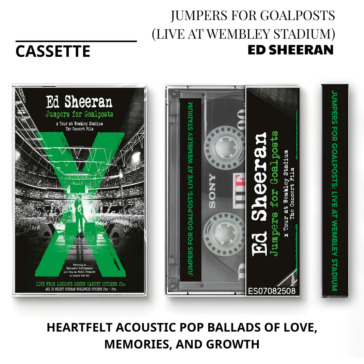 Ed Sheeran Vintage Cassette | Equals, Mathematics Tour, 5 EP & Live at Wembley