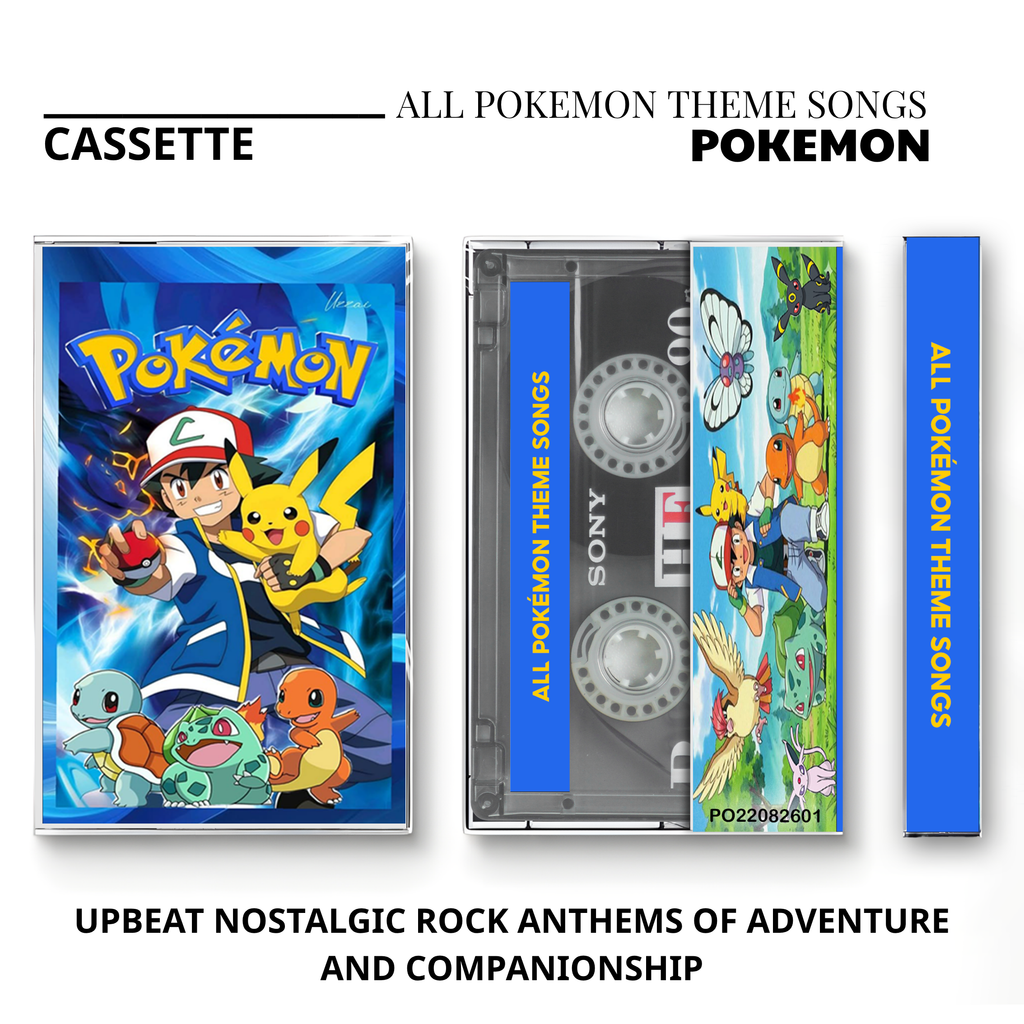 Pokemon Theme Songs Complete Collection Vintage Cassette | Custom Anime Tape
