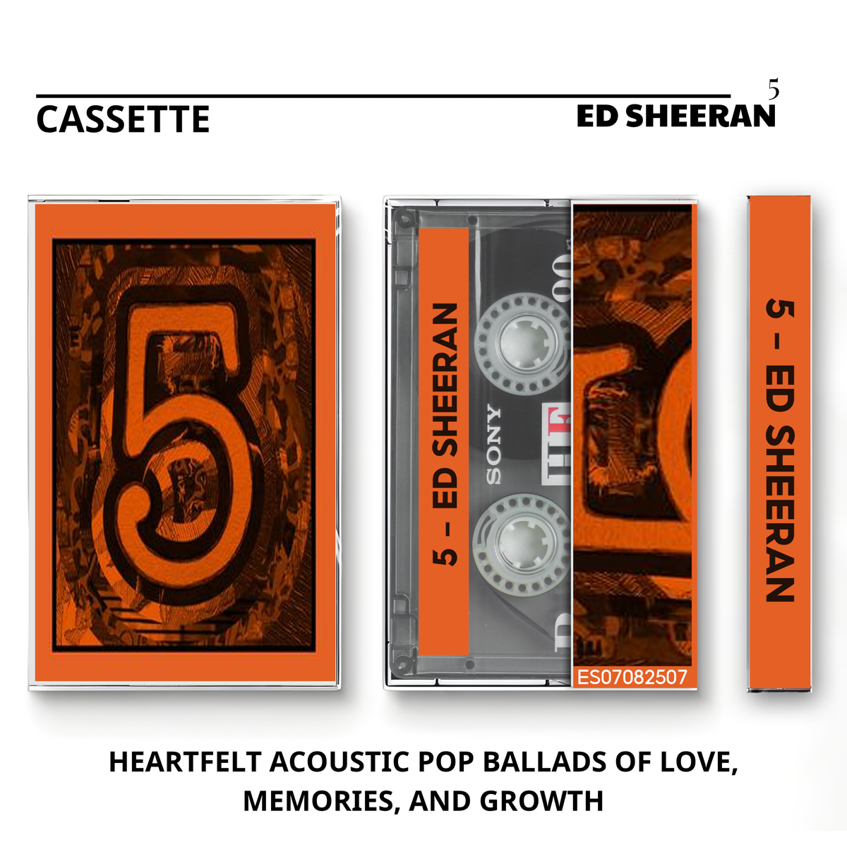 Ed Sheeran Vintage Cassette | Equals, Mathematics Tour, 5 EP & Live at Wembley