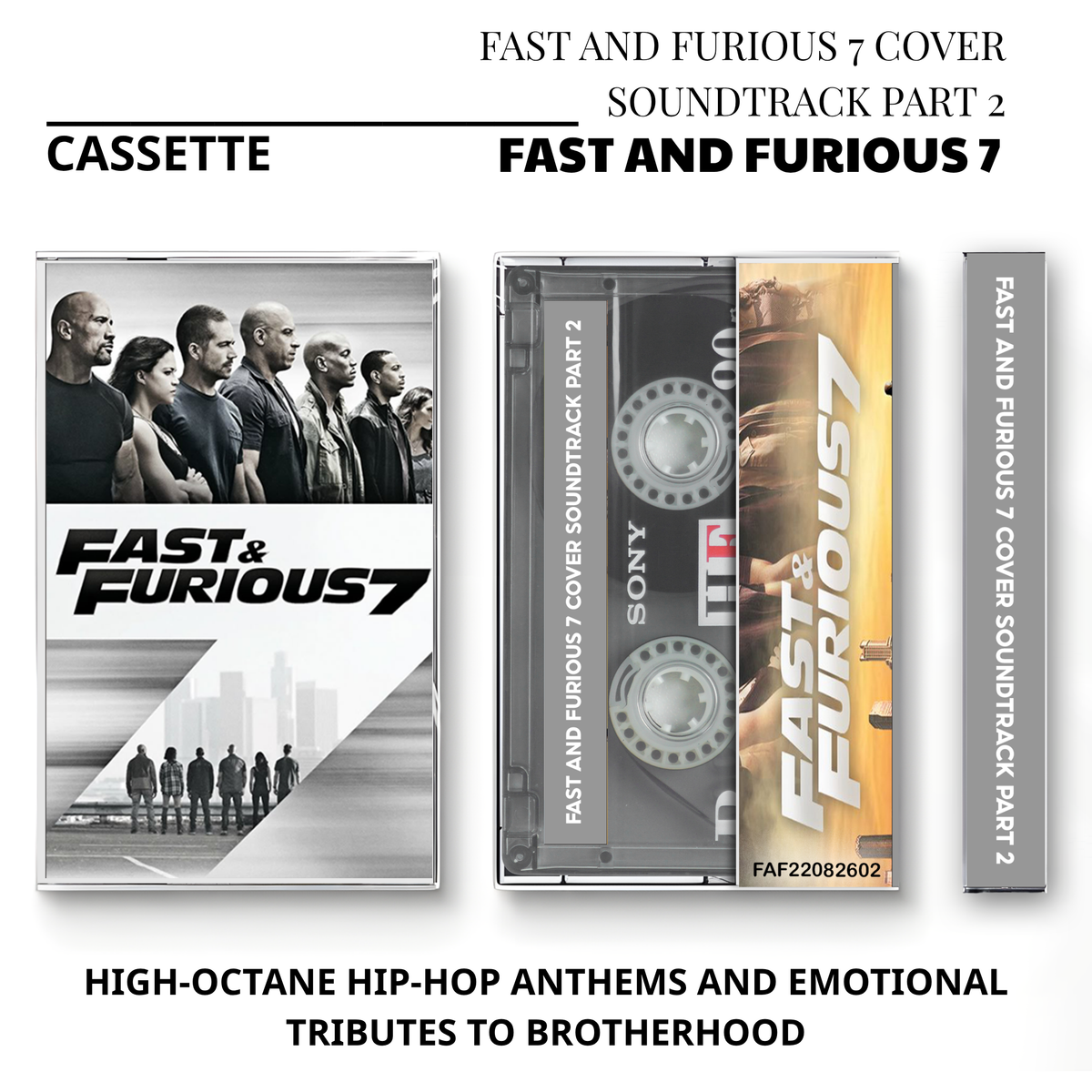Fast & Furious 7 Original Soundtrack Vintage Cassette | Custom Tape