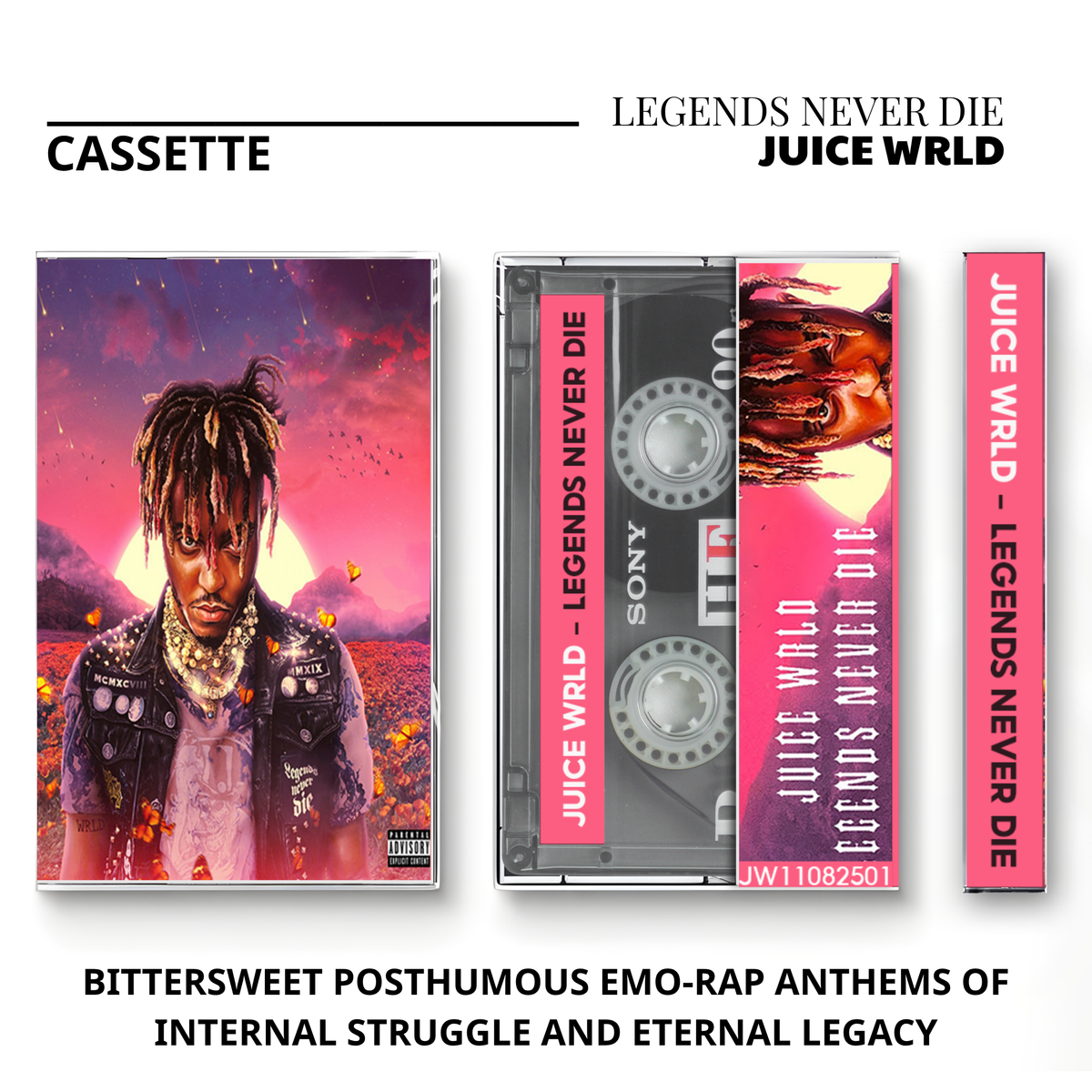 Juice WRLD Vintage Cassette | Legends Never Die, The Party Never Ends, Death Race for Love, Fighting Demons, Wrld on Drugs & Goodbye & Good Riddance