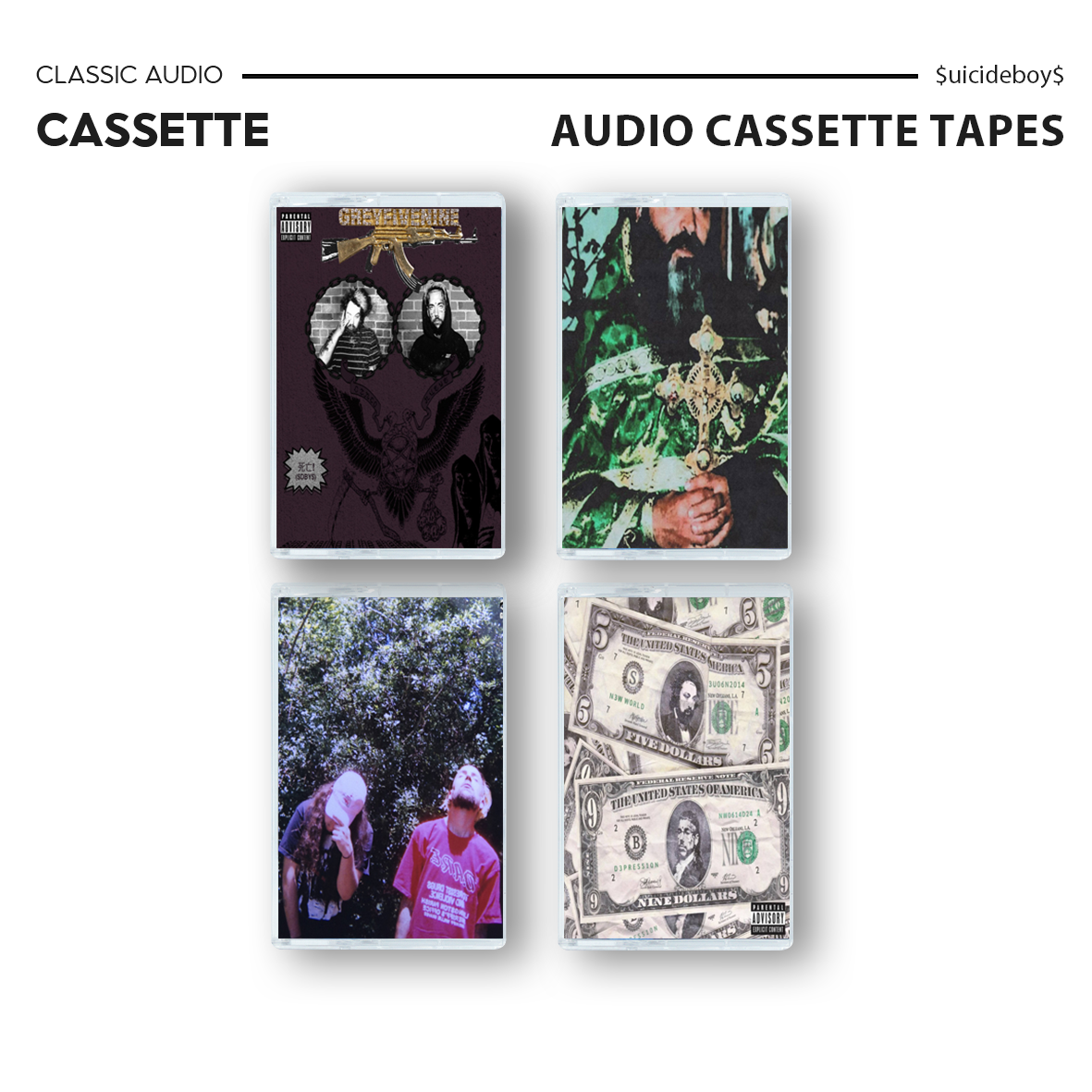 $uicideboy$ Cassette Tape Set – Underground Hip Hop Collection (4 Albums)
