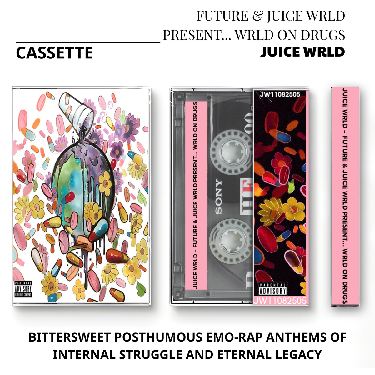 Juice WRLD Vintage Cassette | Legends Never Die, The Party Never Ends, Death Race for Love, Fighting Demons, Wrld on Drugs & Goodbye & Good Riddance