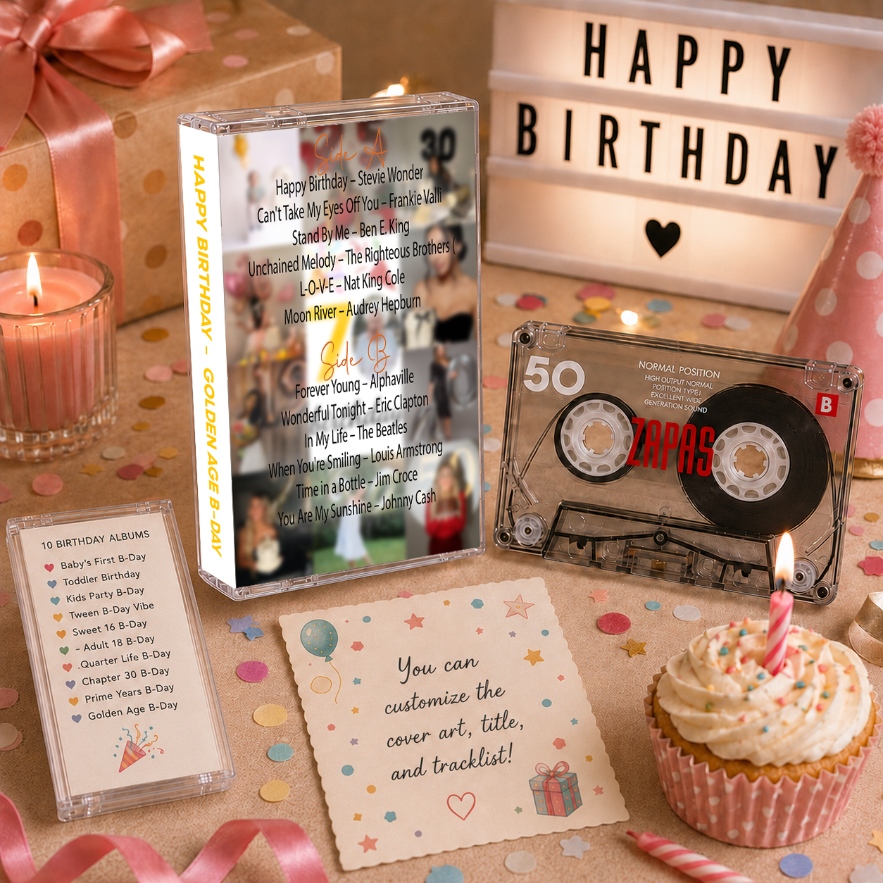 Happy Birthday Collection – Handcrafted Milestone Birthday Audio Cassette Tapes
