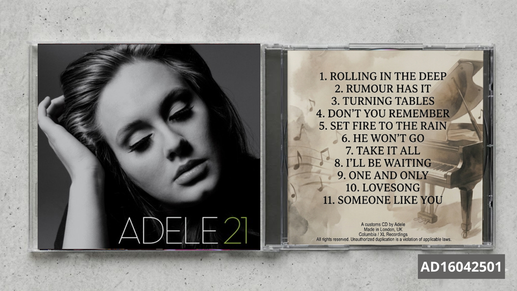 Adele – 21 FanMade CD | Soul Pop Classic | Custom Collectible Disc | Emotional Music Gift