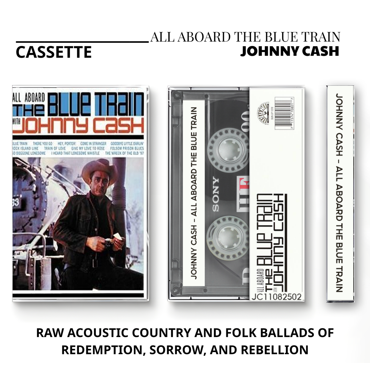 Johnny Cash Vintage Cassette | Hello, I'm Johnny Cash, All Aboard the Blue Train, American Recordings & American IV: The Man Comes Around
