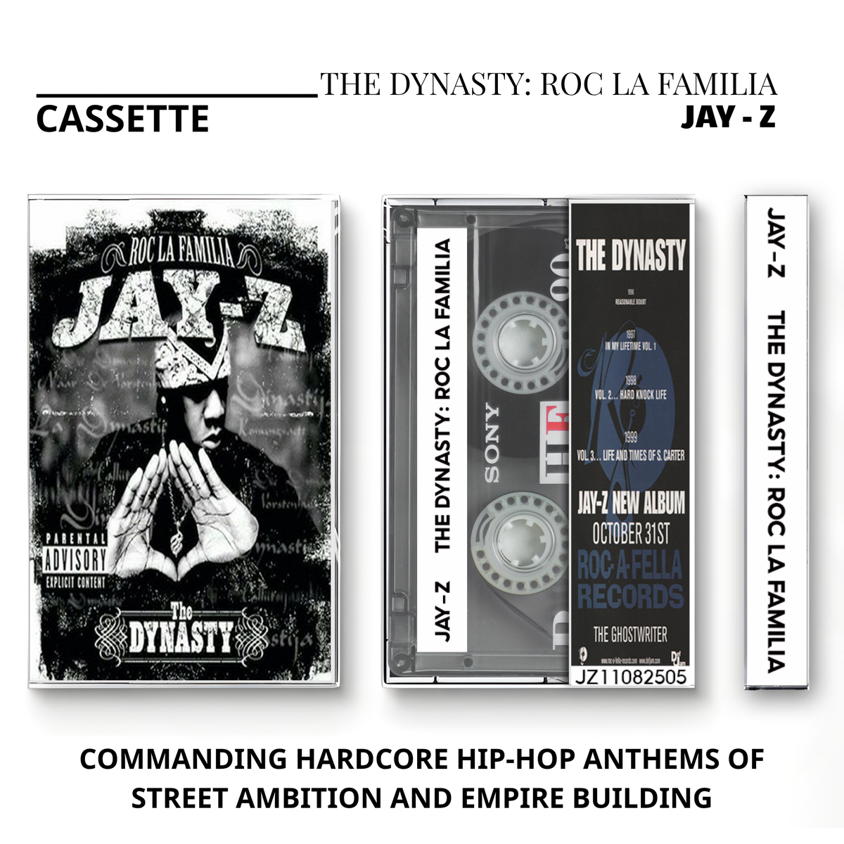 Jay-Z Vintage Cassette | Reasonable Doubt, The Dynasty, The Black Album, 4:44 & Chapter One