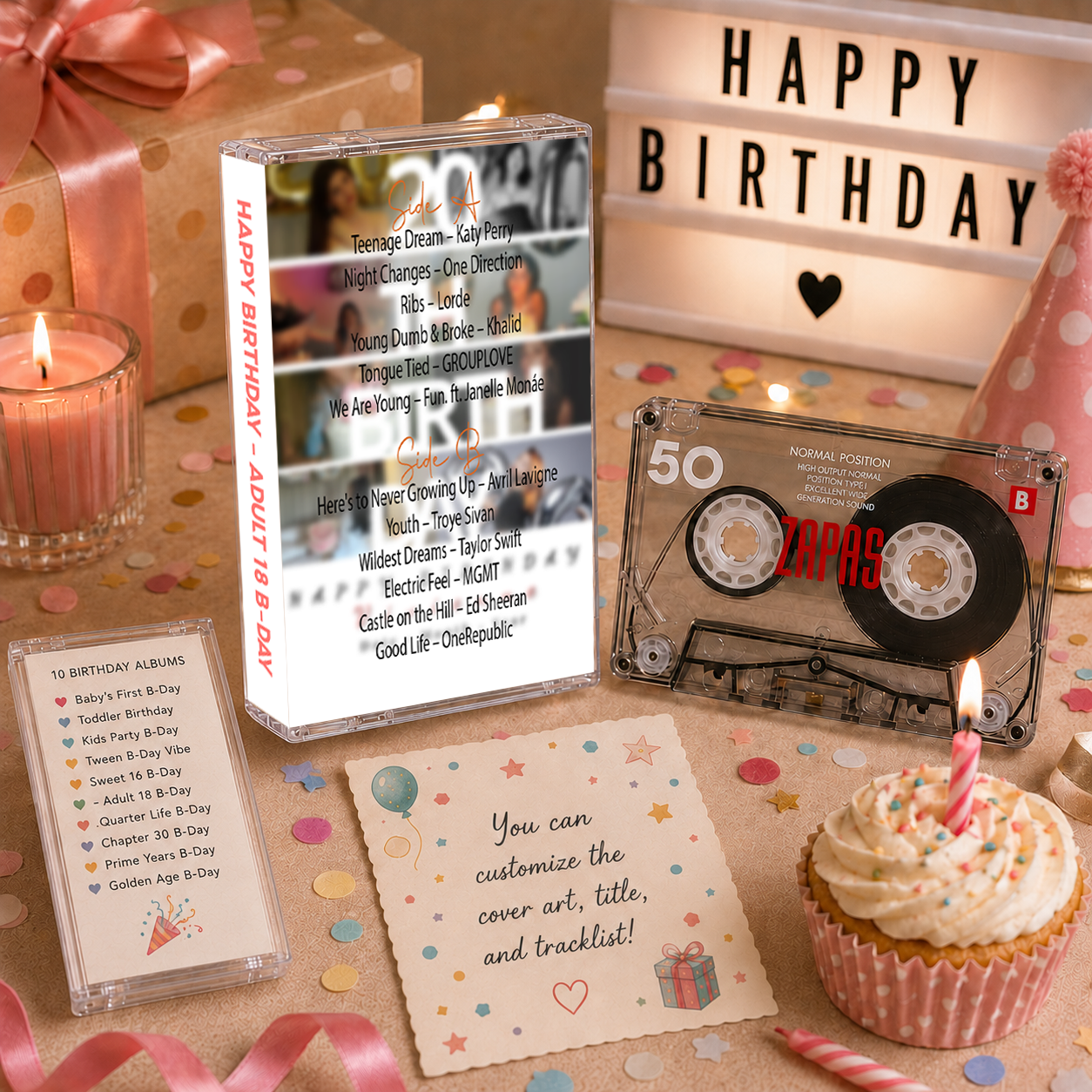 Happy Birthday Collection – Handcrafted Milestone Birthday Audio Cassette Tapes