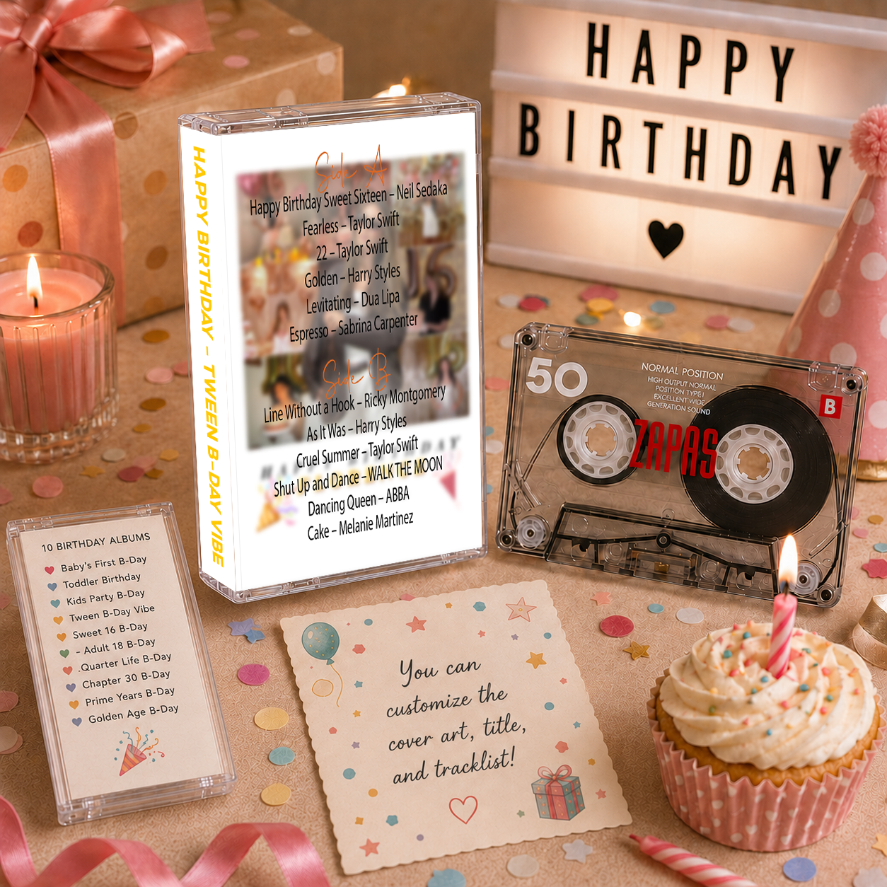 Happy Birthday Collection – Handcrafted Milestone Birthday Audio Cassette Tapes