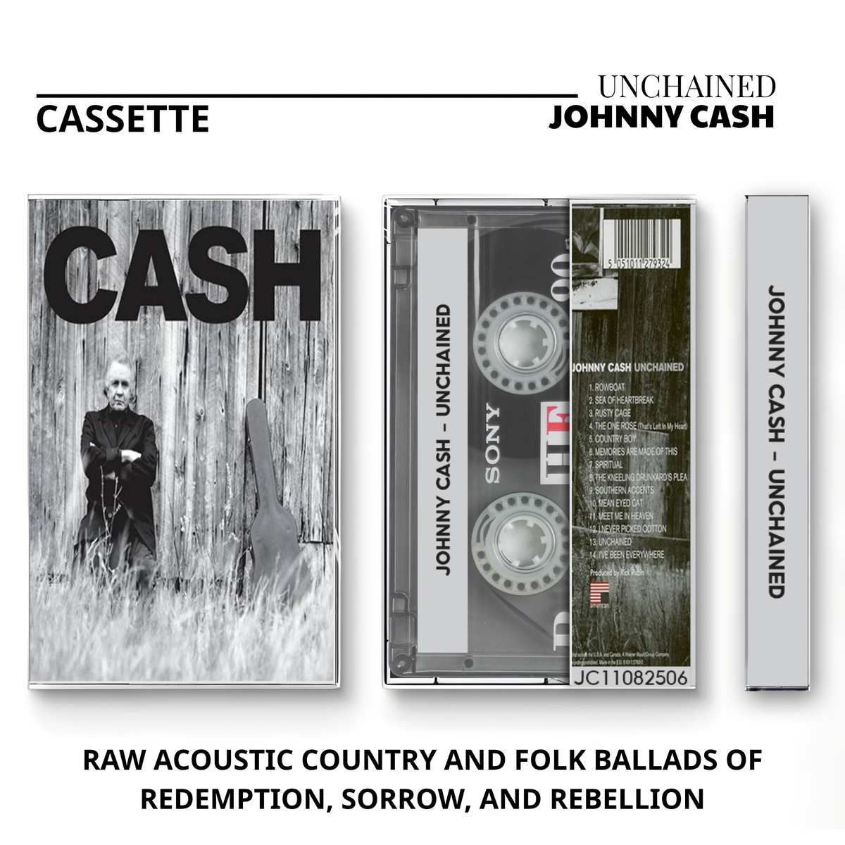 Johnny Cash Vintage Cassette | Duets, American II: Unchained, Silver & My Mother's Hymn Book