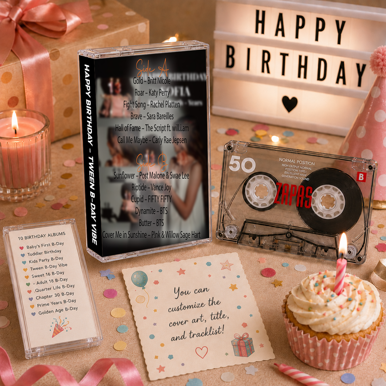 Happy Birthday Collection – Handcrafted Milestone Birthday Audio Cassette Tapes