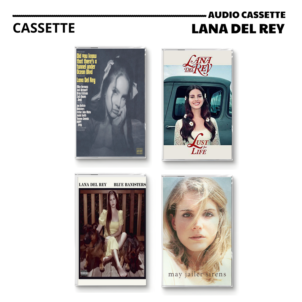 Lana Del Rey Vintage Cassette | Ocean Blvd, Lust for Life, Blue Banisters & May Jailer Sirens