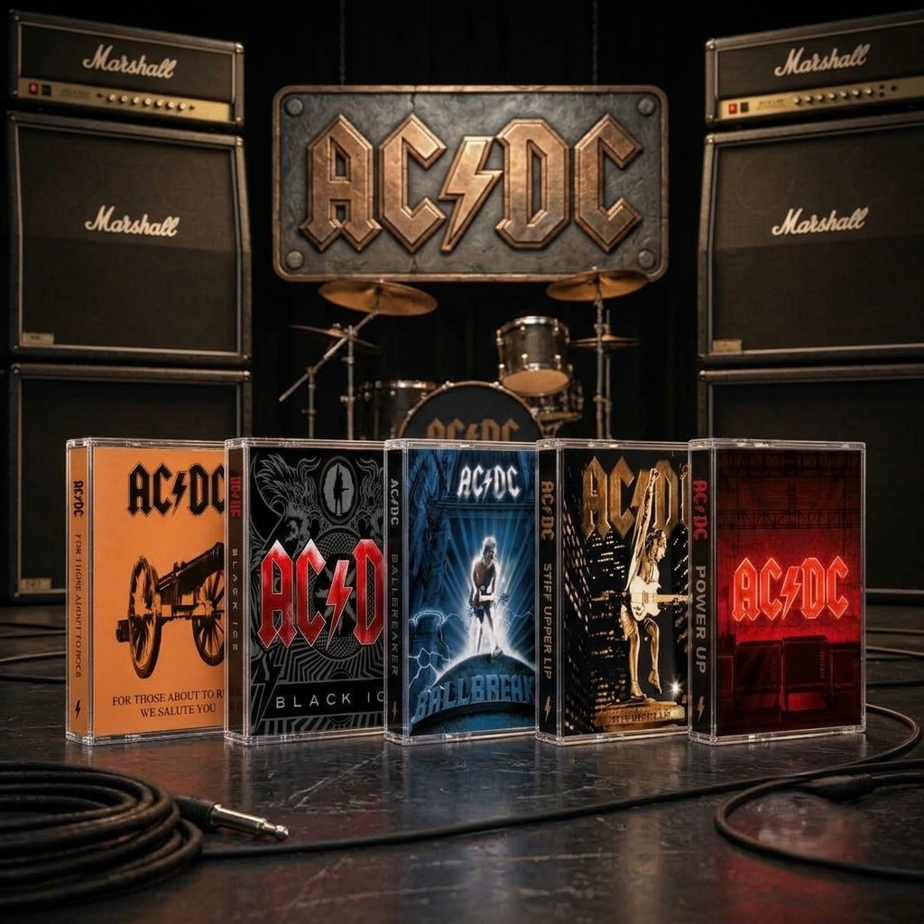 AC/DC Retro Cassettes Set | Classic Live & Modern Album Edition