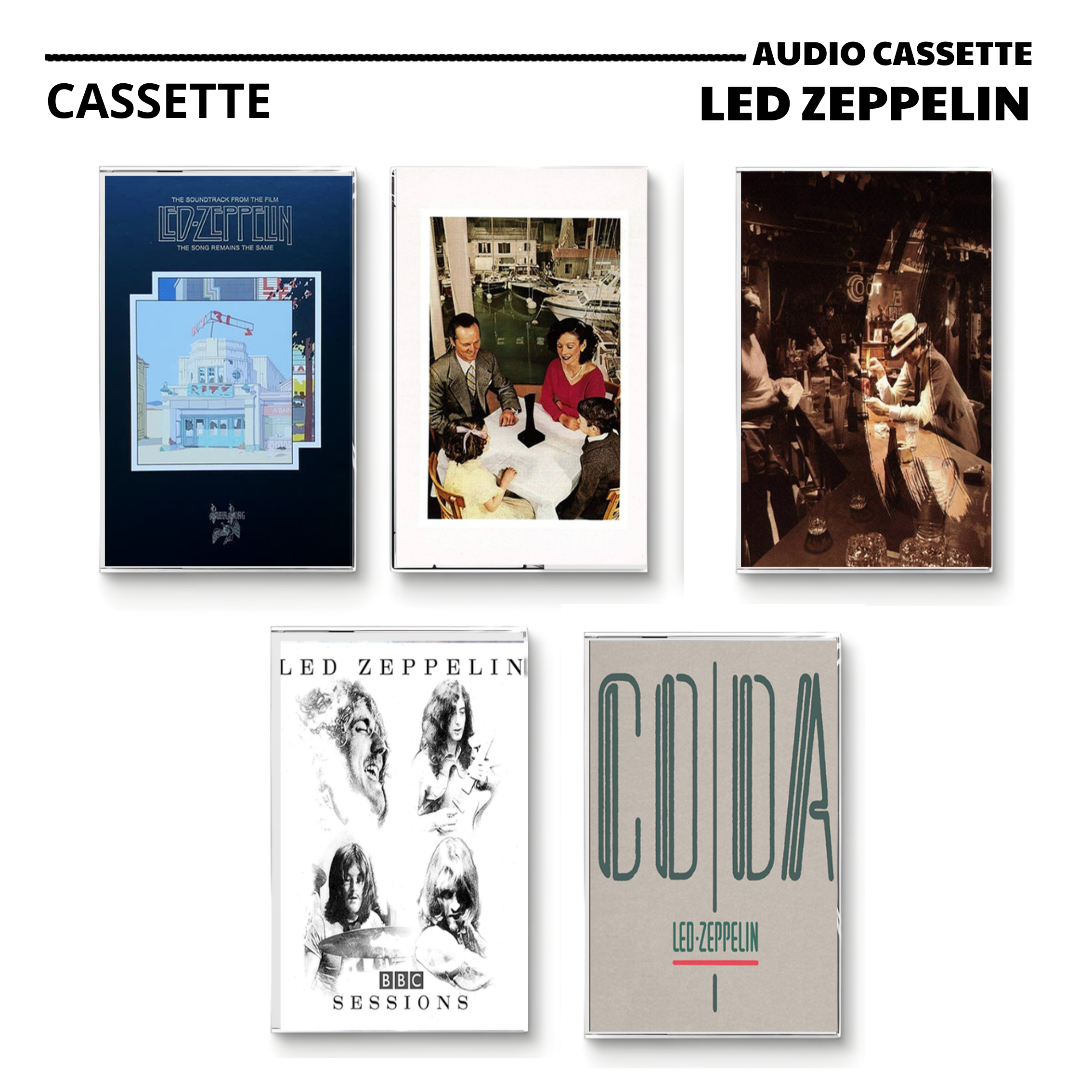 Led Zeppelin Vintage Cassette Tapes | Classic Presence & Live Rock Set