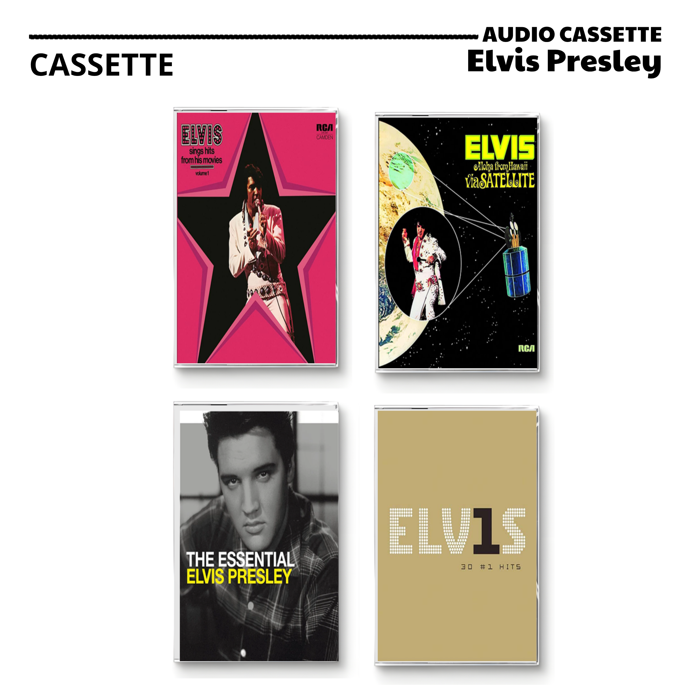 Elvis Presley Vintage Cassette Tapes | The Essential Live & #1 Hits Set