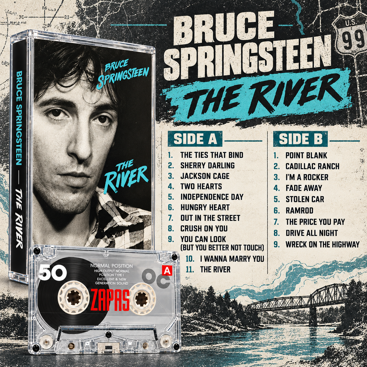 Bruce Springteen Retro Cassette Tape Collection