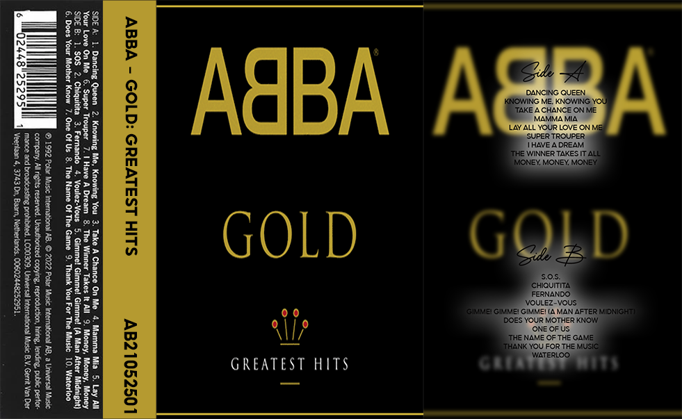ABBA – Gold: Greatest Hits Fanmade Analog Cassette Tape | Classic Pop Disco Cassette | Vintage Retro Music Collectible