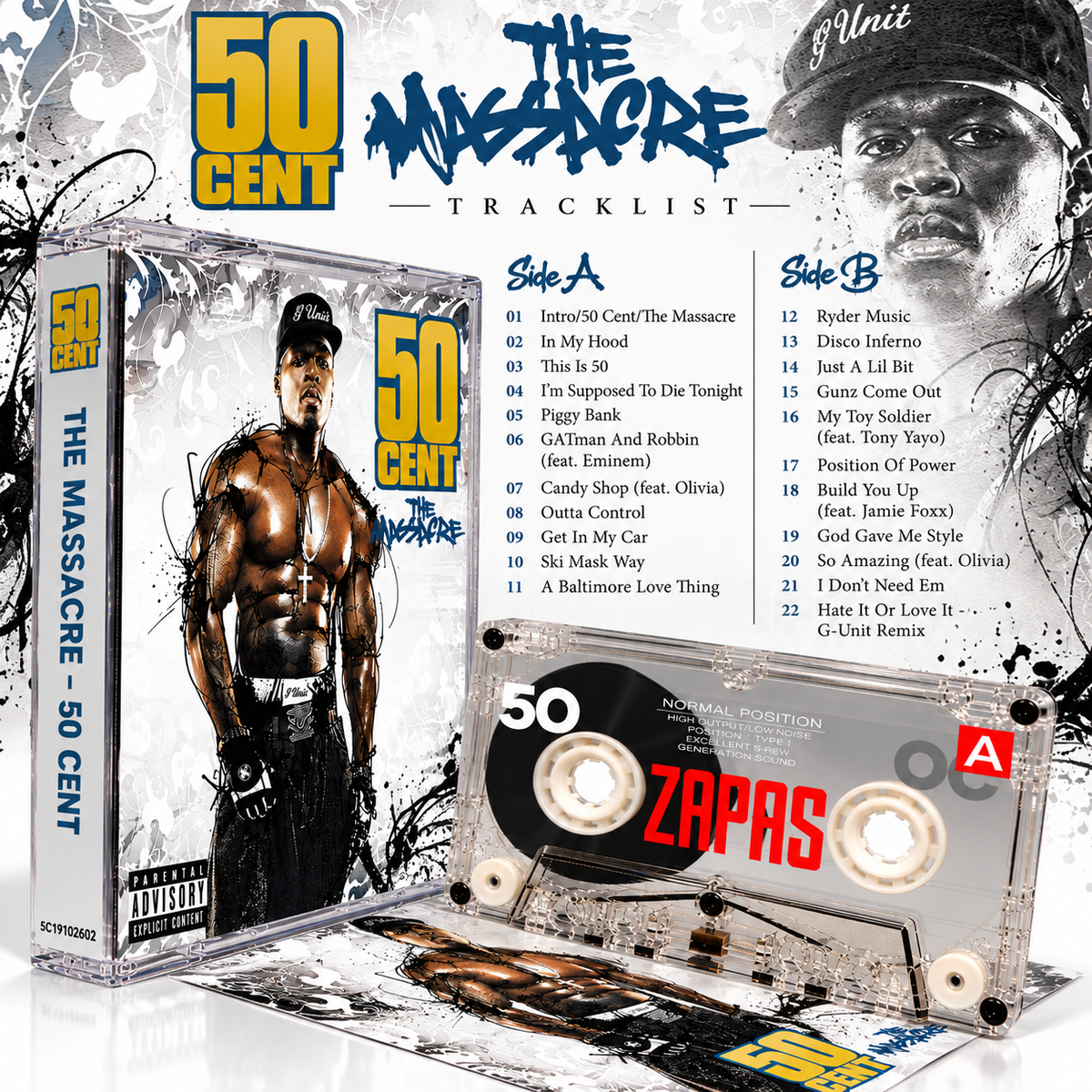 50 Cent Vintage Cassette Tape Collection | Get Rich or Die Tryin', The Massacre, Curtis & More