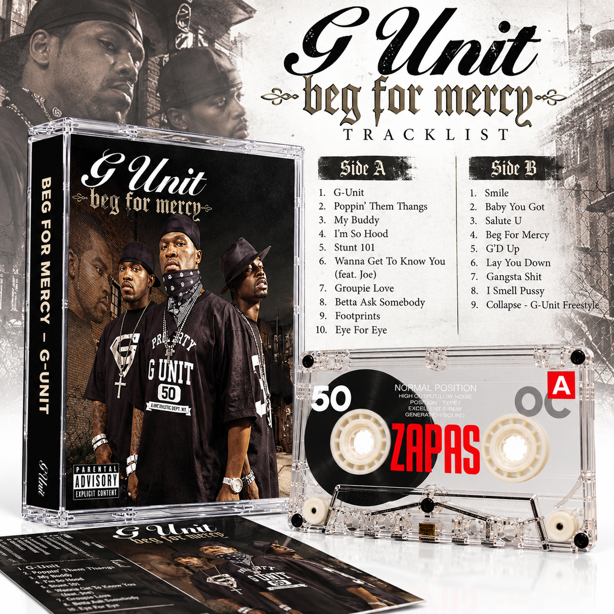 G-Unit Vintage Cassette Tape Collection | Beg for Mercy, T·O·S, Get Rich or Die Tryin' Soundtrack & Classic Mixtapes