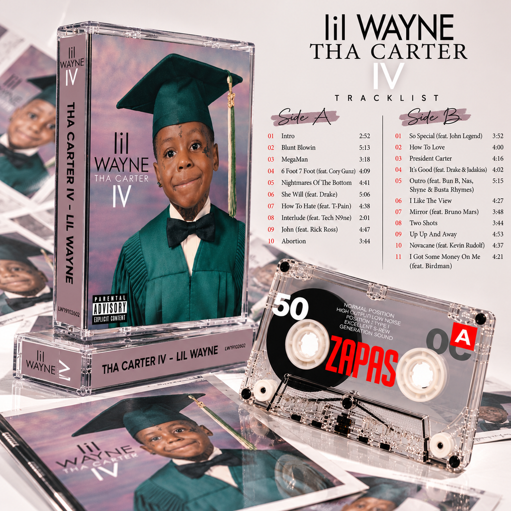 Lil Wayne Vintage Cassette Tape Collection | Tha Carter III, Tha Carter IV, Tha Carter II, Tha Carter V & Rebirth