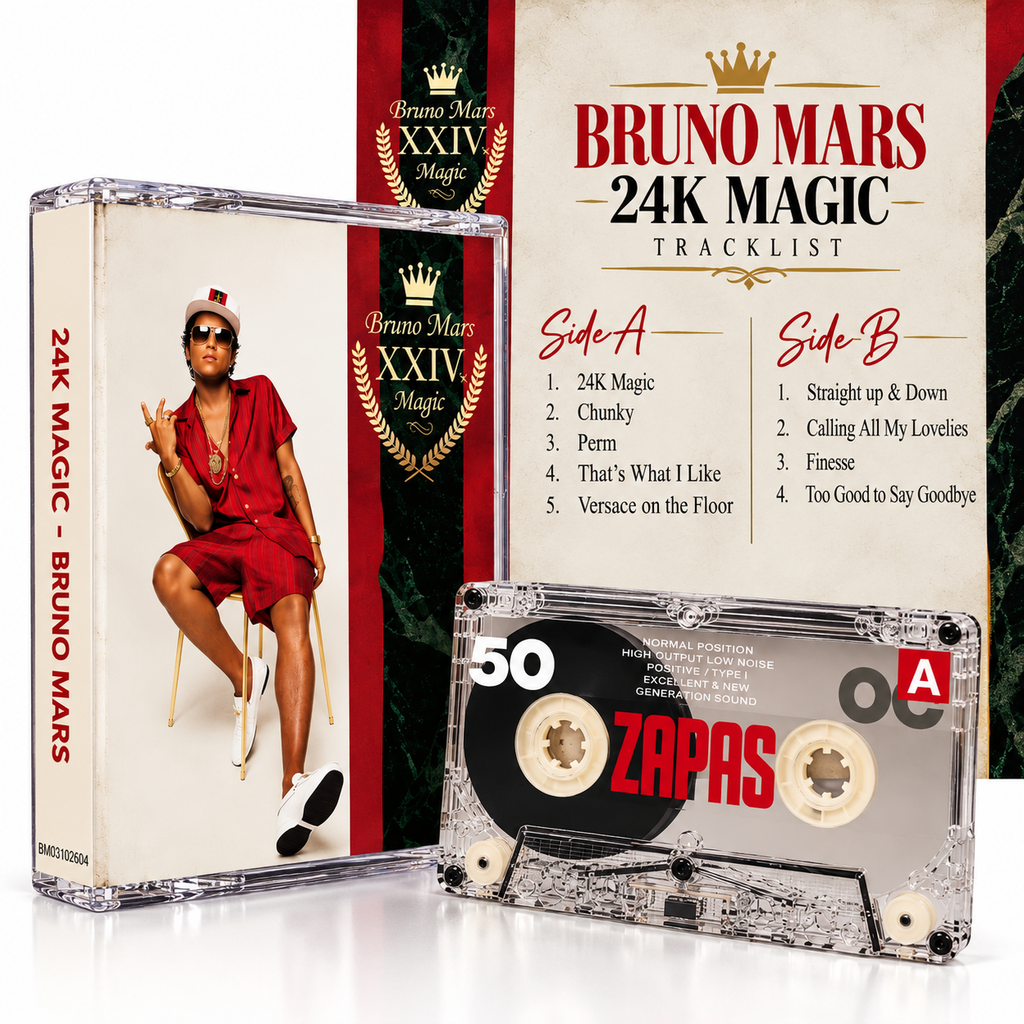 Bruno Mars Vintage Cassette Tapes Collection | 24K Magic, Doo-Wops & Hooligans, Silk Sonic, Unorthodox Jukebox & More