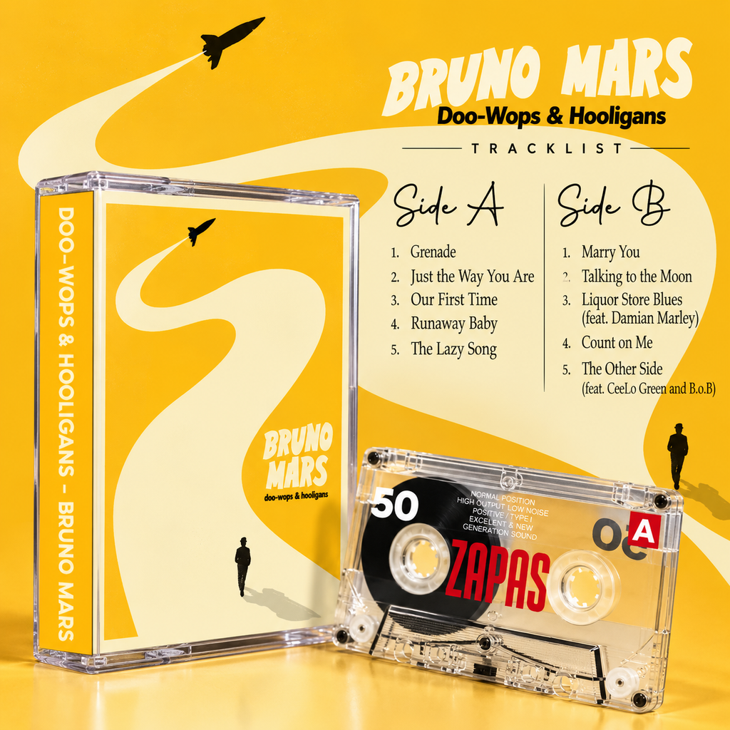 Bruno Mars Vintage Cassette Tapes Collection | 24K Magic, Doo-Wops & Hooligans, Silk Sonic, Unorthodox Jukebox & More