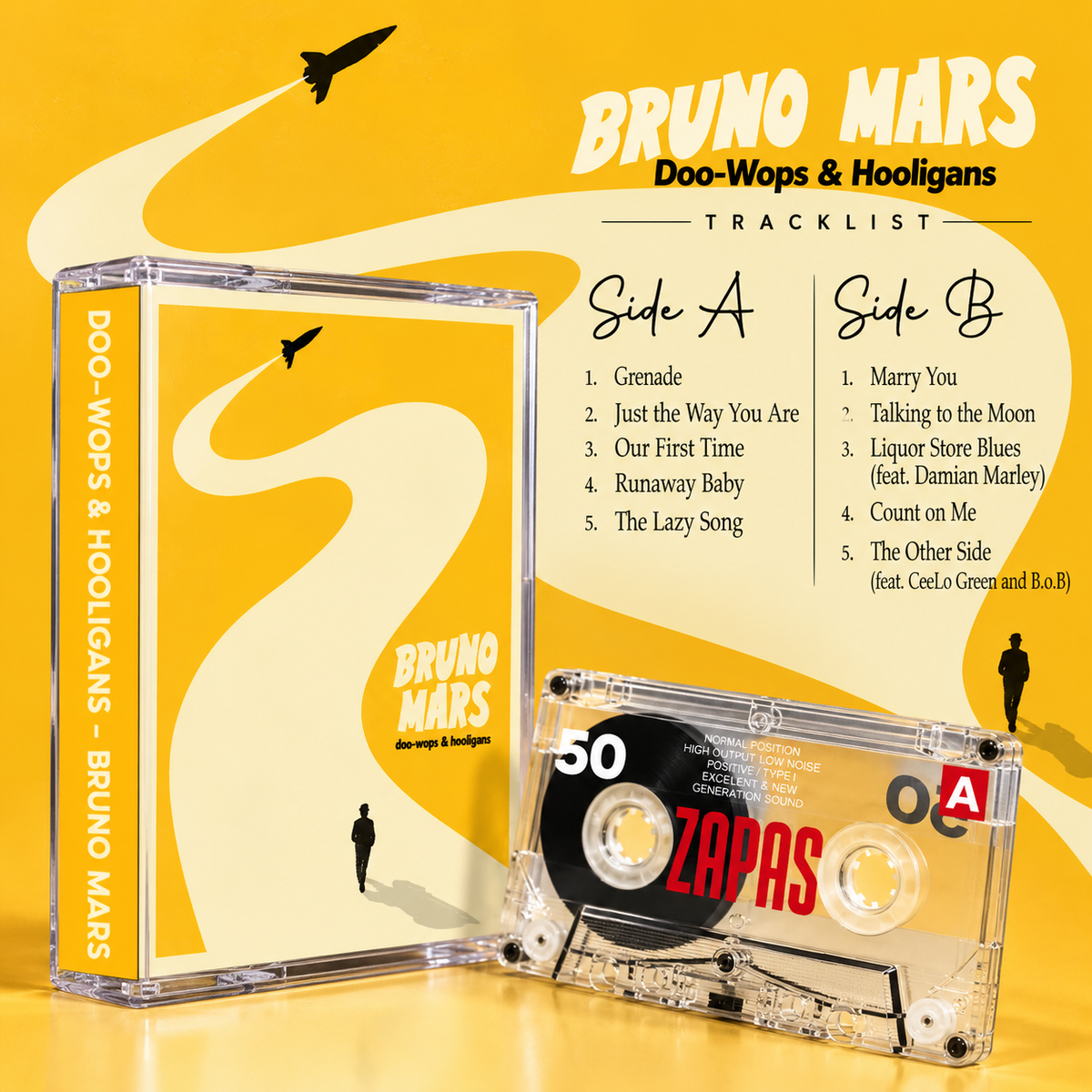 Bruno Mars Vintage Cassette Tapes Collection | 24K Magic, Doo-Wops & Hooligans, Silk Sonic, Unorthodox Jukebox & More