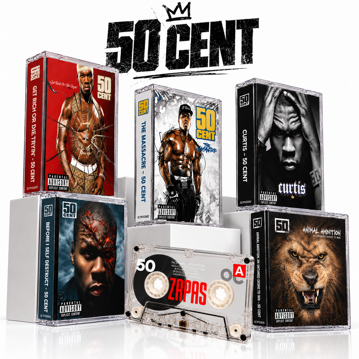 50 Cent Vintage Cassette Tape Collection | Get Rich or Die Tryin', The Massacre, Curtis & More