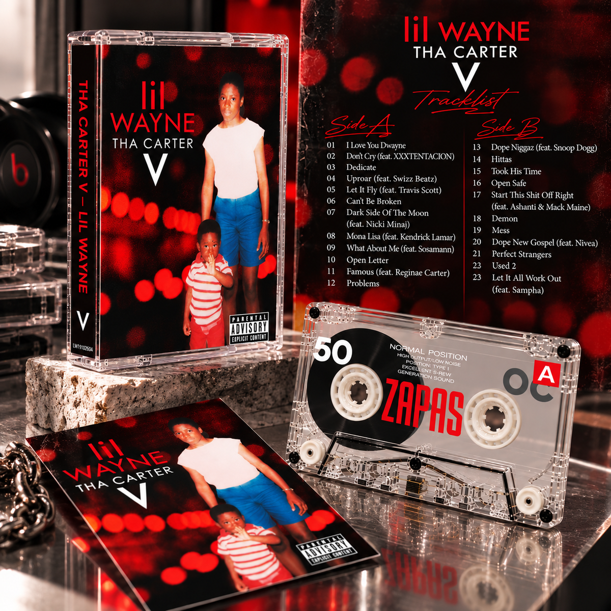 Lil Wayne Vintage Cassette Tape Collection | Tha Carter III, Tha Carter IV, Tha Carter II, Tha Carter V & Rebirth