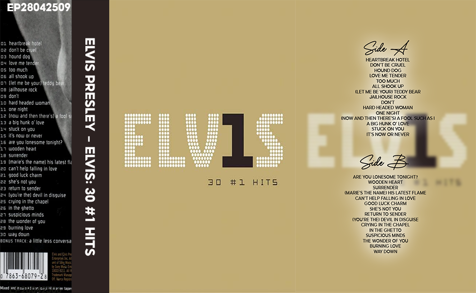 Elvis Presley – ELV1S: 30 #1 Hits (2002) Fanmade Cassette Tape | Rock & Roll / Pop / Rockabilly Analog Cassette | Retro Vintage Cassette Collector Edition