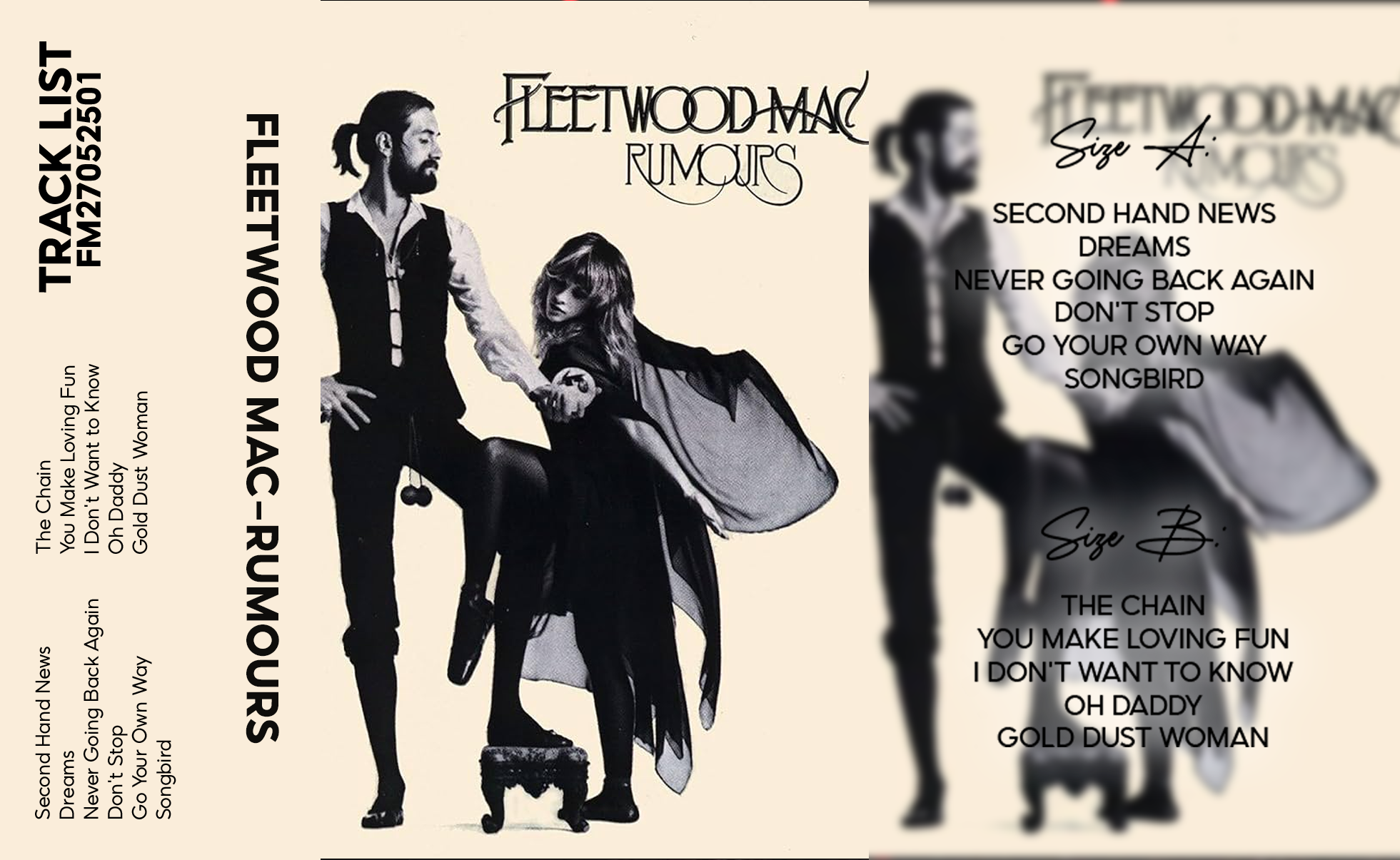 Fleetwood Mac – Rumours Fanmade Analog Cassette Tape | 1977 Classic Rock Album | Retro Cassette Collectible