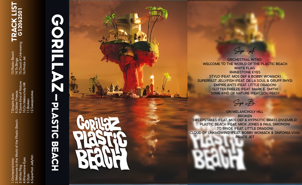 Gorillaz – Plastic Beach Fanmade Analog Cassette Tape  | Alternative Hip Hop Electronic Collectible
