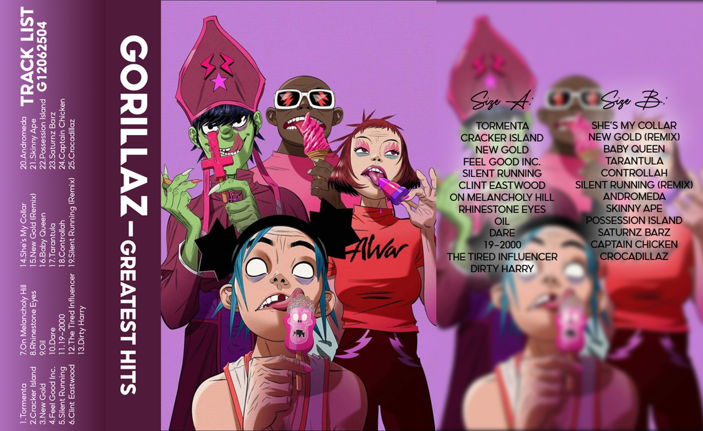 Gorillaz – Greatest Hits Fanmade Analog Cassette Tape| Alternative Hip Hop Electronic Collection
