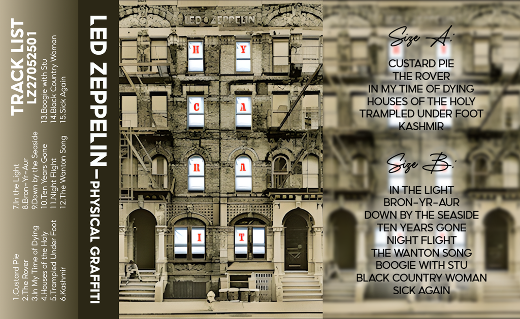 Led Zeppelin – Physical Graffiti Fanmade Analog Cassette Tape | 1975 Classic Rock Album | Retro Cassette Collectible