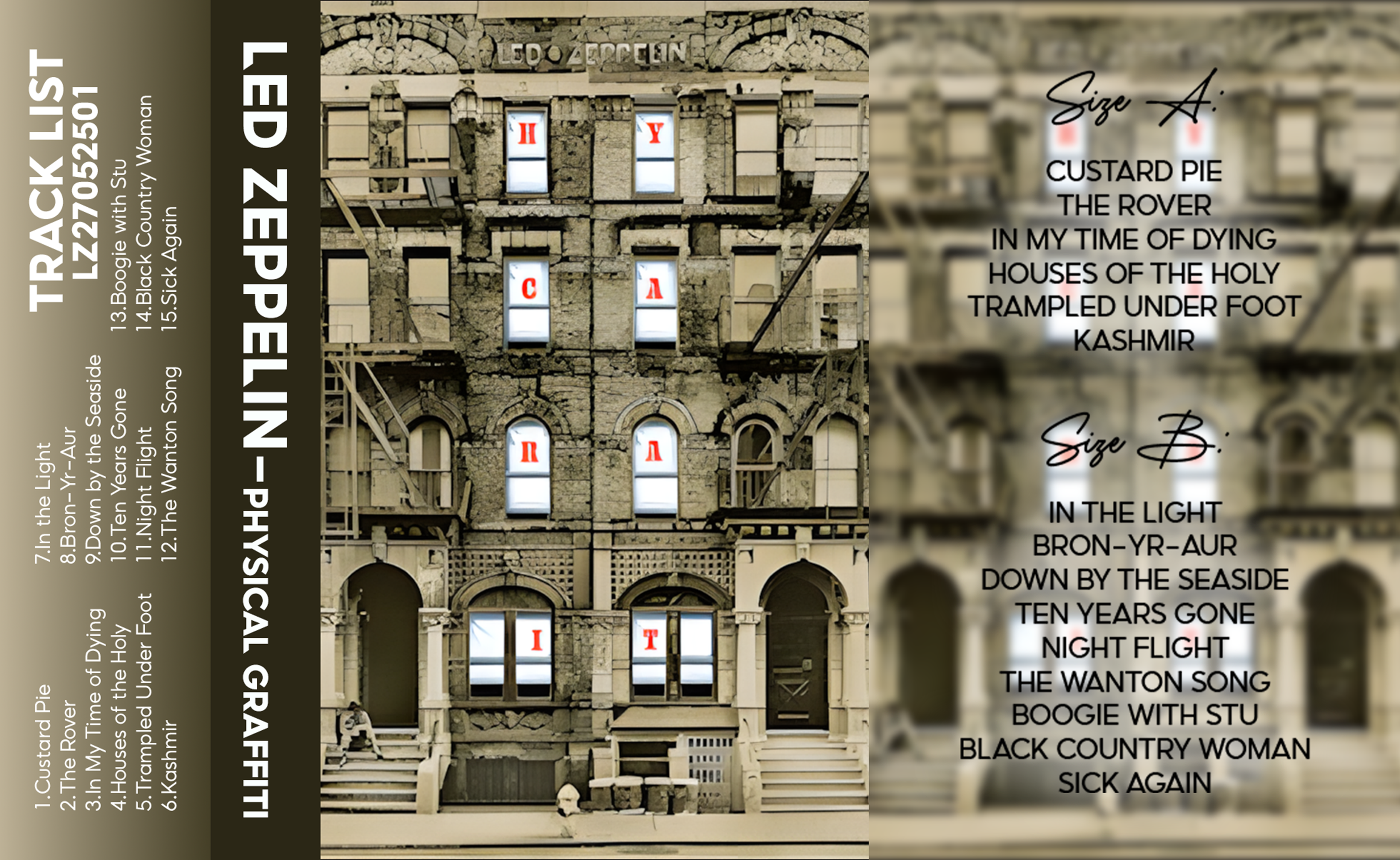 Led Zeppelin – Physical Graffiti Fanmade Analog Cassette Tape | 1975 Classic Rock Album | Retro Cassette Collectible