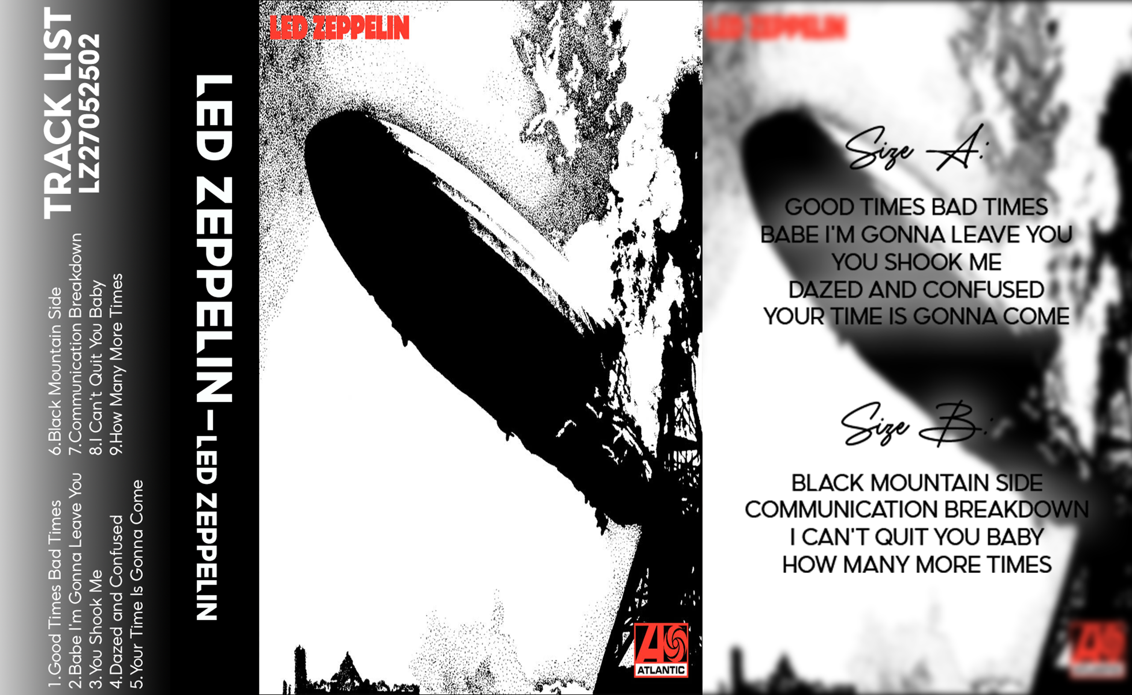 Led Zeppelin – Led Zeppelin I Fanmade Analog Cassette Tape | 1969 Classic Rock Album | Retro Cassette Collectible
