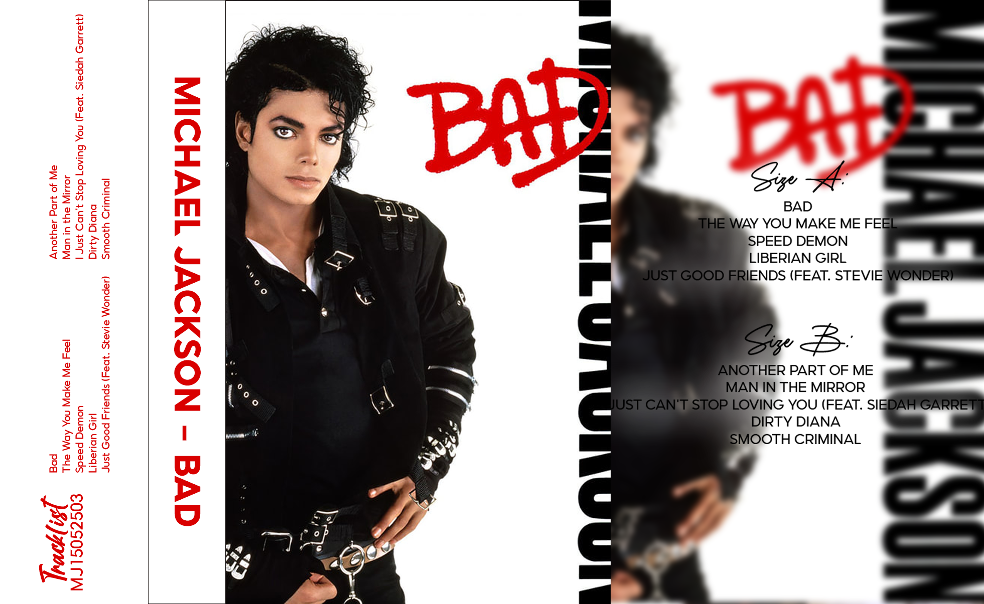 Michael Jackson – Bad Fanmade Analog Cassette Tape | 80s Pop Funk R&B Vintage Cassette Collectible
