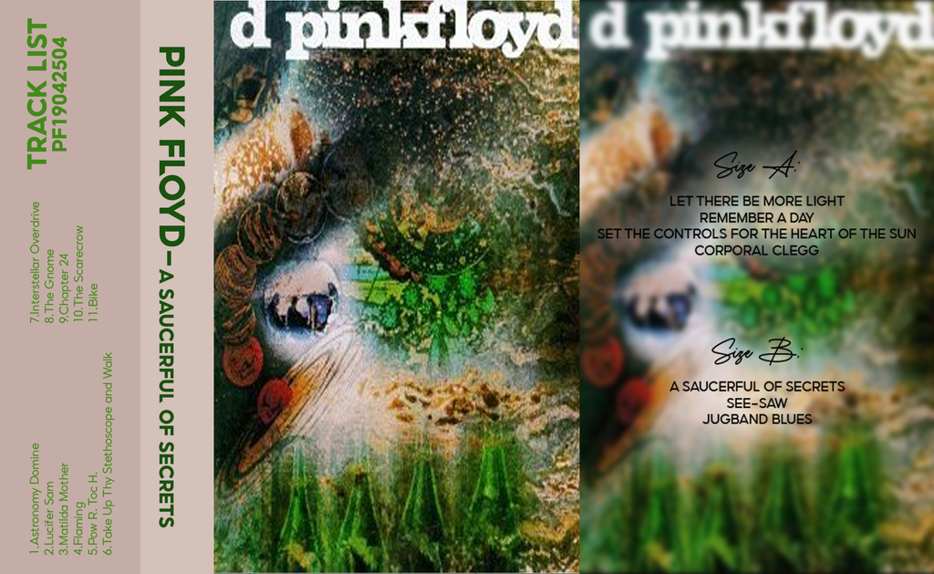 Pink Floyd – A Saucerful of Secrets (1968) Fanmade Cassette Tape | Psychedelic Rock / Progressive Rock Analog Cassette | Retro Vintage Cassette Collector Edition
