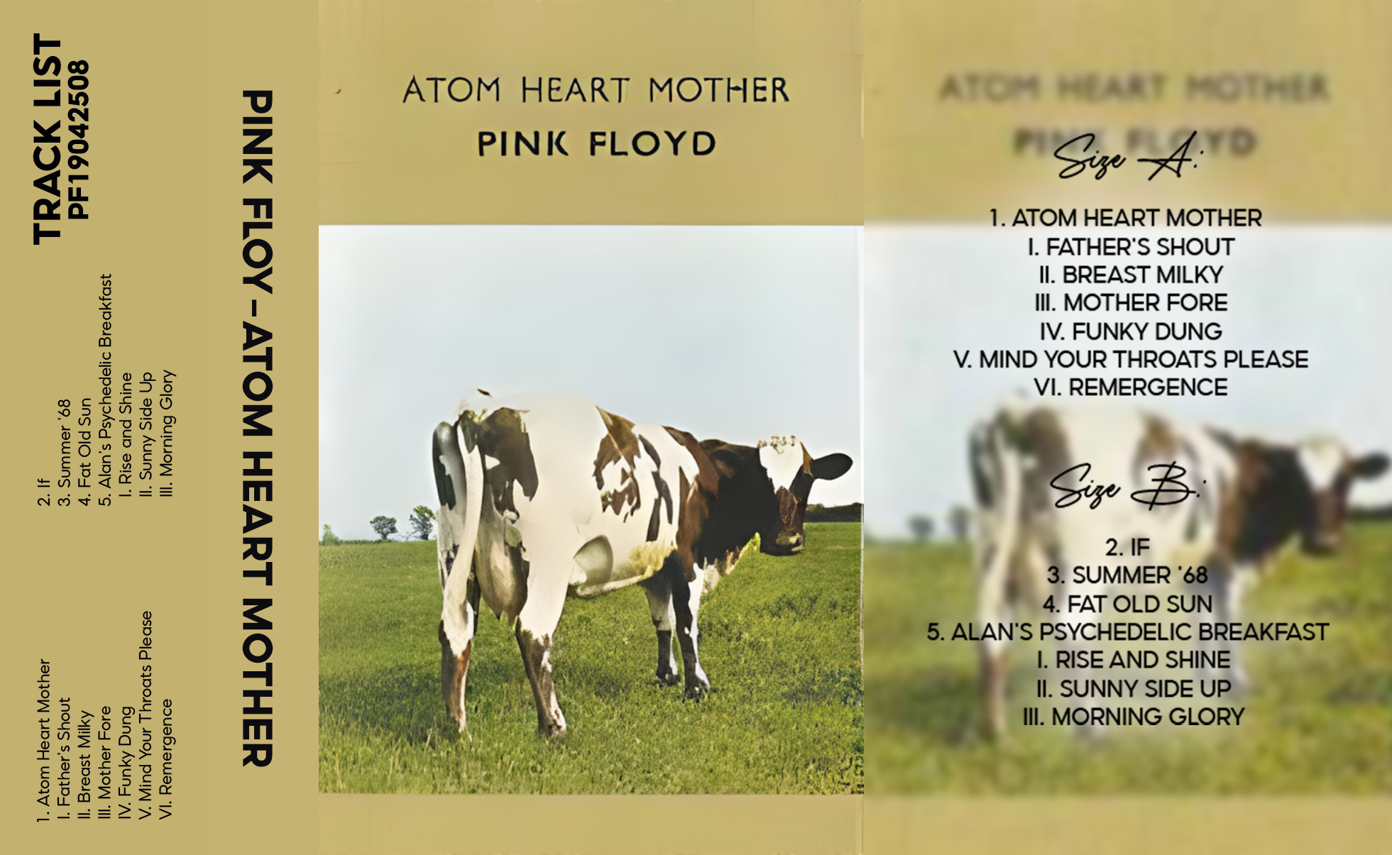Pink Floyd – Atom Heart Mother (1970) Fanmade Analog Cassette Tape | Progressive Rock Vintage Cassette | Retro Music Collectible